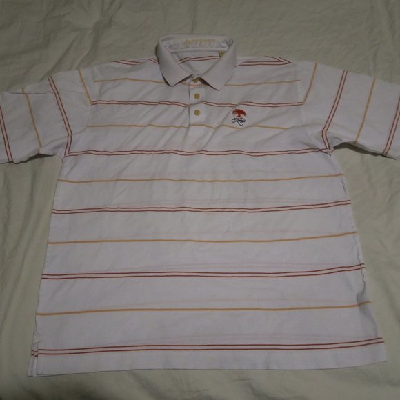 Joey Rodolfo Golf Polo The Ocean Course Kiawah Striped White Orange Large 1879 - Picture 1 of 12